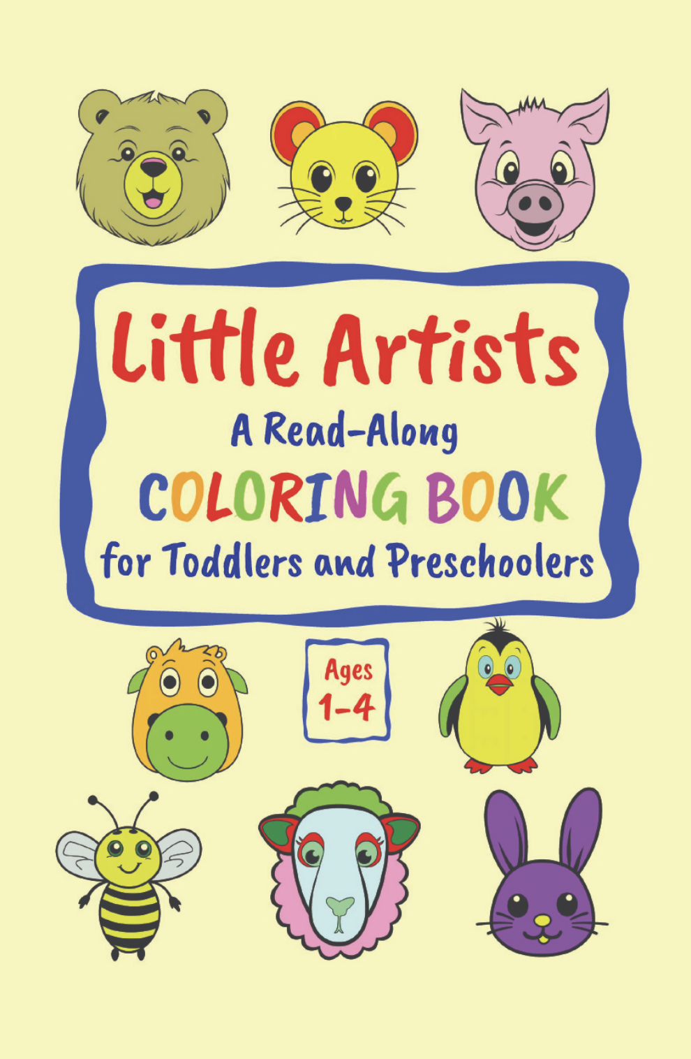Simple images of little animals on the cover of this colouring book.