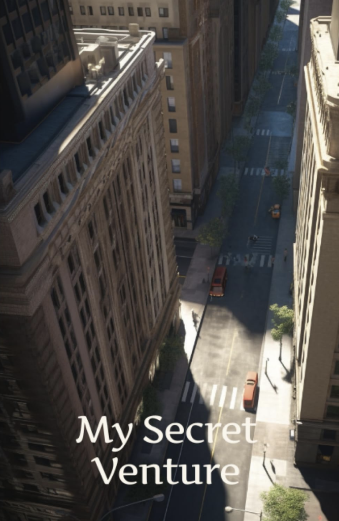 Cover image of a largely vacant street in Manhattan, the cover for My Secret Venture password organizer