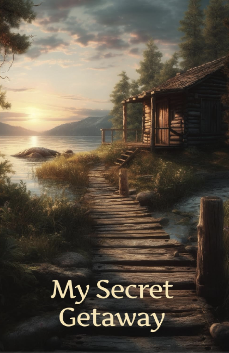 Cover image of a wooden walkway leading up to a cabin, the cover for My Secret Getaway password organizer